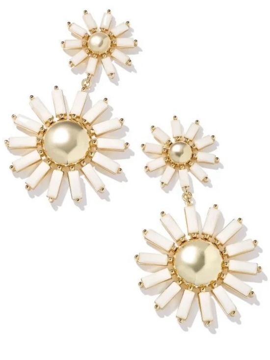 Kendra Scott Jewelry - Kendra Scott Madison Daisy Gold Sun Statement Earrings in White Opaque Glass